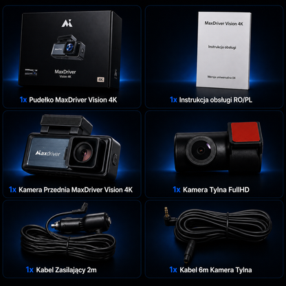 Kamera Samochodowa DVR MAXDRIVER® VISION 2 4K + Kamera Tylna Full HD